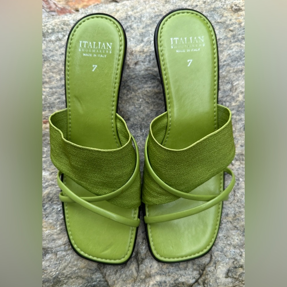 Italian Shoemakers Green Mule slip On Sandals